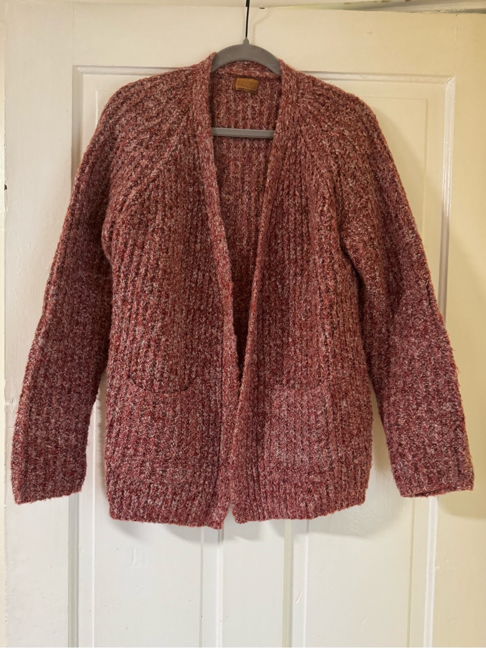 New: POL Heather Rose Open-Front Chunky Cardigan With Patch Pockets• Small